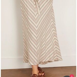 XiRENA Mikayla linen blend Cream and Light Blue Striped Maxi Skirt